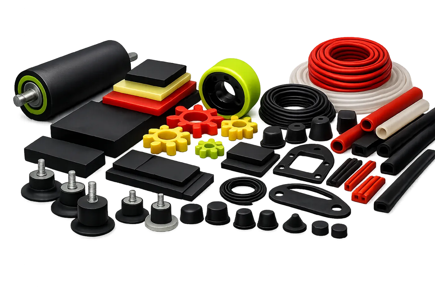 Rubber rollers, mounts, profiles, hoses and polyurethane parts